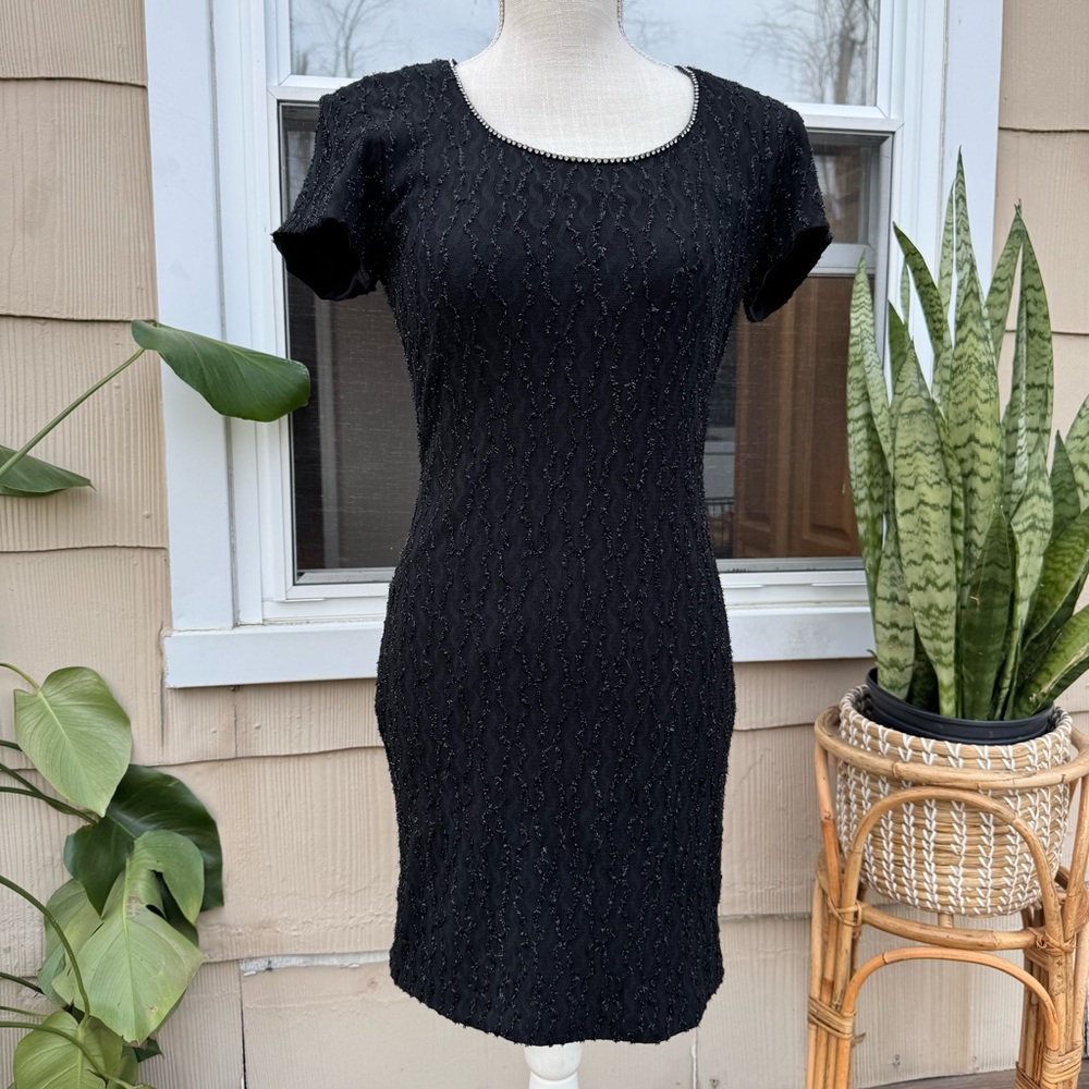 Vintage Betsy & Adam Little Black Dress With Rhinestones Union Made